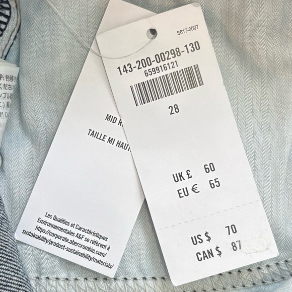 ABERCROMBIE & FITCH Denim Skirt Mid Rise Dark Wash NWT Size 28 - Picture 6 of 10